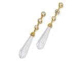 Cheryl M™ Gold Plated Sterling Silver Faceted Dangle CZ Post Earrings