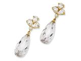 Cheryl M™ Gold Plated Sterling Silver Teardrop Dangle CZ Post Earrings