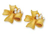 Cheryl M™ Gold Plated Sterling Silver Satin Finish Bow CZ Post Earrings