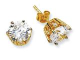 Cheryl M™ Gold Plated Sterling Silver 8mm CZ Stud Earrings