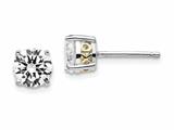 Cheryl M™ Sterling Silver and Gold Plated X and O 6.5mm CZ Stud Earrings