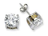 Cheryl M™ Sterling Silver and Gold Plated X and O 8mm CZ Stud Earrings