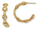 Cheryl M™ Gold Plated Sterling Silver CZ Post Fancy Hoop Earrings