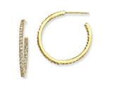 Cheryl M™ Gold Plated Sterling Silver In/Out CZ Post Hoop Earrings