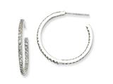 Cheryl M™ Sterling Silver In/Out CZ Post Hoop Earrings