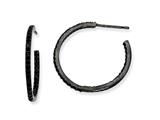 Cheryl M™ Black-plated Sterling Silver In/Out Black CZ Post Hoop Earrings