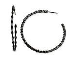 Cheryl M™ Black-plated Sterling Silver In/Out Blk Marquise CZ Post Hoop Earrings