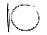 Cheryl M™ Black-plated Sterling Silver In/Out Black CZ Post Hoop Earrings