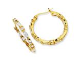 Cheryl M™ Gold Plated Sterling Silver In/Out CZ Post Hoop Earrings