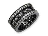 Cheryl M™ Black-plated Sterling Silver CZ Eternity Three Ring Set