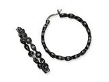Cheryl M™ Black-plated Sterling Silver CZ Hoop Earrings