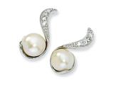 Cheryl M™ Sterling Silver CZ Cultured Pearl Swirl Post Earrings