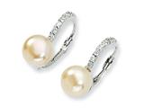 Cheryl M™ Sterling Silver CZ Pink Cultured Pearl Leverback Earrings