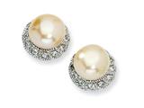 Cheryl M™ Sterling Silver CZ Pink Cultured Pearl Stud Earrings