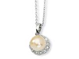 Cheryl M™ Sterling Silver CZ Pink Cultured Pearl 18In Necklace