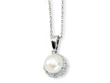 Cheryl M™ Sterling Silver CZ White Cultured Pearl 18In Necklace