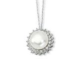 Cheryl M™ Sterling Silver CZ Cultured Pearl 18In Necklace