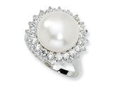 Cheryl M™ Sterling Silver CZ Cultured Pearl Ring