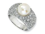 Cheryl M™ Sterling Silver CZ White Cultured Pearl Ring