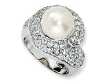 Cheryl M™ Sterling Silver CZ White Cultured Pearl Ring