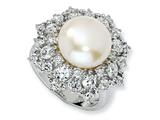 Cheryl M™ Sterling Silver CZ White Cultured Pearl Ring
