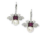 Cheryl M™ Sterling Silver Cultured Pearl CZ Bee Earrings