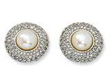 Cheryl M™ Sterling Silver CZ Cultured Pearl Post Earrings