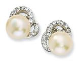 Cheryl M™ Sterling Silver CZ Cultured Pearl Post Earrings