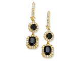 Cheryl M™ Gold Plated Sterling Silver Black/White CZ French Wire Earrings