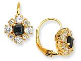 Cheryl M™ Gold Plated Sterling Silver Black and White CZ Leverback Earrings