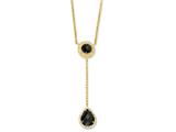 Cheryl M™ Gold Plated Sterling Silver Checker-cut Blk/Wht CZ 17in Necklace