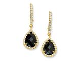 Cheryl M™ Gold Plated Sterling Silver Chkr-cut Blk/Wht CZ French Wire Earrings