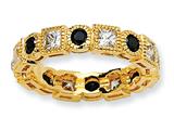 Cheryl M™ Gold Plated Sterling Silver Black and White CZ Eternity Ring