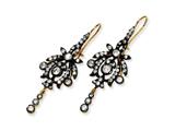 Cheryl M™ Gld-pltd and Blk-pltd Sterling Silver CZ Chandelier French Wire Earrings