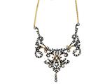 Cheryl M™ Gold Plated and Black-plated Sterling Silver CZ Scroll 17in Necklace