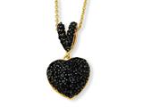 Cheryl M™ Gold Plated Sterling Silver Black CZ Heart 17in Necklace