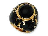 Cheryl M™ Gold Plated Sterling Silver Blk Enam Simulated Onyx Ring
