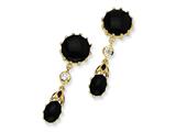 Cheryl M™ Gold Plated Sterling Silver Simul.Onyx and CZ Dangle Post Earrings