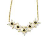 Cheryl M™ Gold Plated Sterling Silver Blk/Wht CZ Floral 18in Necklace