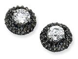 Cheryl M™ Black-plated Sterling Silver White and Black CZ Post Earrings