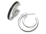 Cheryl M™ Sterling Silver Polished Black/White CZ Belt Earrings