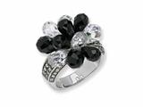 Cheryl M™ Sterling Silver Briolette-cut Black/White CZ Ring