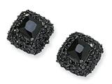 Cheryl M™ Black-plated Sterling Silver Asscher-cut Black CZ Post Earrings