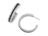 Cheryl M™ Sterling Silver Black/White CZ Post Hoop Earrings