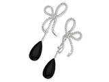 Cheryl M™ Sterling Silver Simulated Onyx Teardrop Dangle CZ Post Earrings