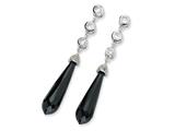 Cheryl M™ Sterling Silver Black Teardrop Dangle CZ Post Earrings