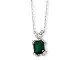 Cheryl M™ Sterling Silver Simulated Emerald and CZ 18in Necklace