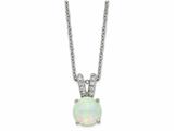 Cheryl M™ Sterling Silver Synthetic Opal Cabochon and CZ 18in Necklace