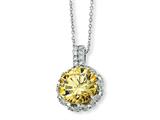 Cheryl M™ Sterling Silver Round Canary and White CZ 18in Necklace