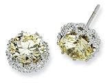 Cheryl M™ Sterling Silver Round Canary CZ Post Earrings